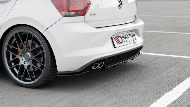 Maxton Central Rear Splitter (With Vertical Bars) VW Polo 6 Gti Mk6 - Gloss Black