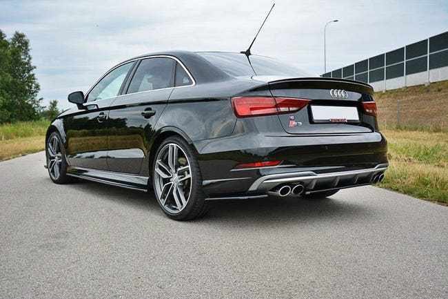 Maxton side splitters til Audi S3 / A3 S-Line 8V Facelift Sedan – blank sort – billede 2 af 6