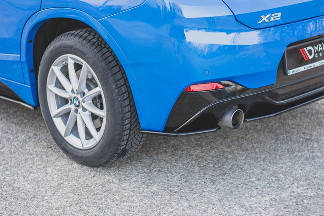 Maxton Rear Side Splitters For BMW X2 F39 M-Pack - Gloss Black