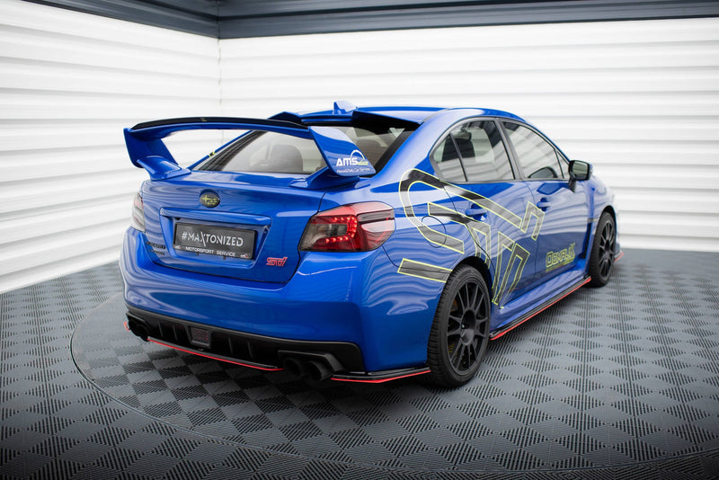 Maxton Rear Side Splitters V.2 Subaru Wrx Sti - Gloss Black + Red