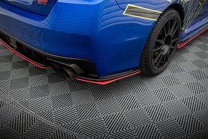 Maxton Rear Side Splitters V.2 Subaru Wrx Sti - Gloss Black + Red