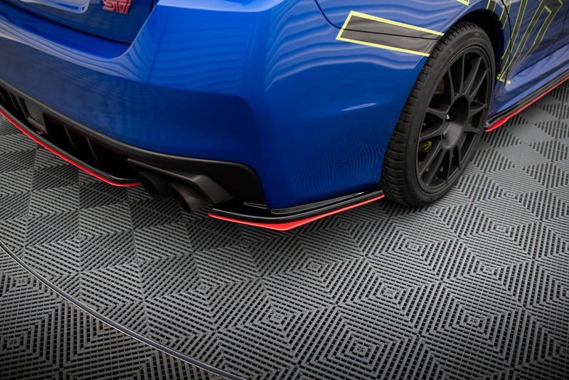 Maxton Rear Side Splitters V.2 Subaru Wrx Sti - Gloss Black + Red