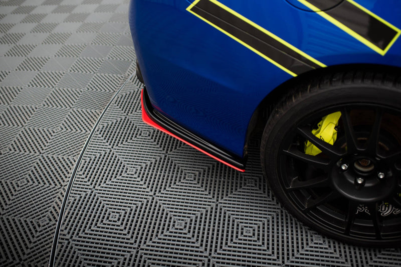 Maxton Rear Side Splitters V.2 Subaru Wrx Sti - Gloss Black + Red