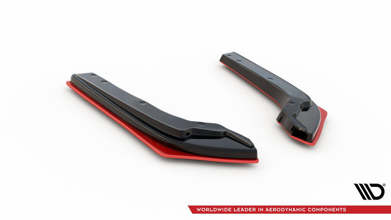 Maxton Rear Side Splitters V.2 Subaru Wrx Sti - Gloss Black + Red