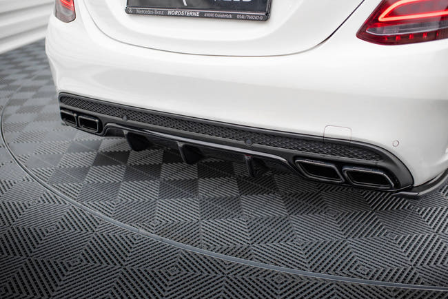 Maxton rear valance til Mercedes C-Class Sedan / Estate W205 / S205 63AMG – blank sort – billede 2 af 5