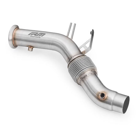 RM Motors Downpipe i rustfrit stål til BMW F16 X6 30dx og 40dx modeller med motorerne N57N og N57Z, designet til forbedret udstø
