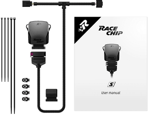 RaceChip S leverance med tuningmodul, kabelsæt, kabelstrips og brugermanual