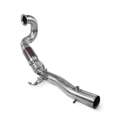 Scorpion SVWX060 downpipe med high-flow sportskatalysator til VW Golf 7.5 GTI GPF, TCR og Seat Leon Cupra 290 GPF – set skråt forfra