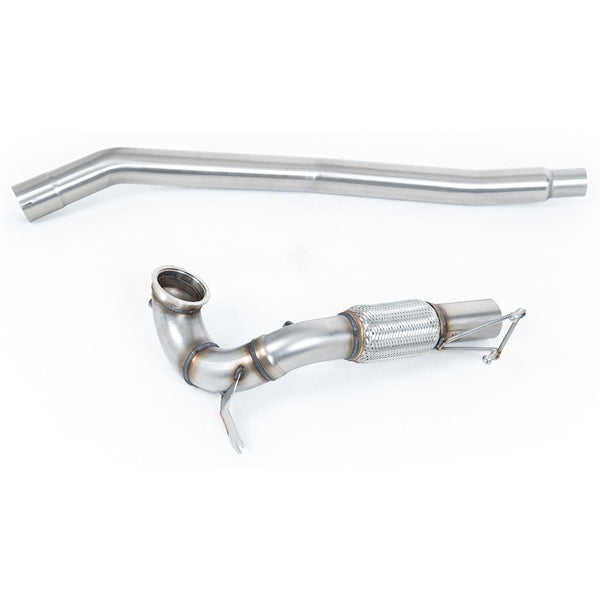 Milltek downpipe i rustfrit stål til VW Golf Mk7.5 R 2.0 TSI 310PS uden GPF, 80mm race system, silikonefri til biludstødning og 